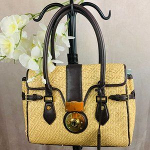Y2K Brooks Brother Brown Straw Shoulder Bag